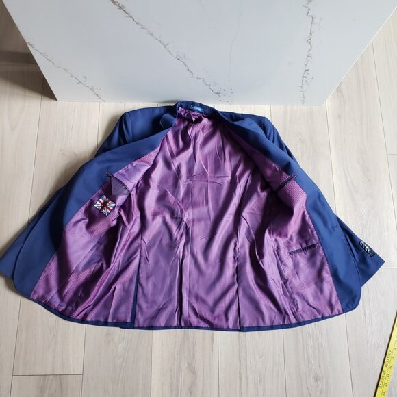 English Laundry 2Pc Suit Men’s 42R 35W Navy Blue 2-Piece Modern Fit Blazer Pants - Picture 5 of 14